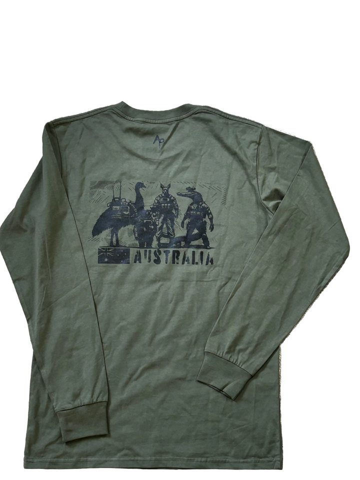 APEX Kangaroo - Branded Long Sleeve Shirt - Army Green